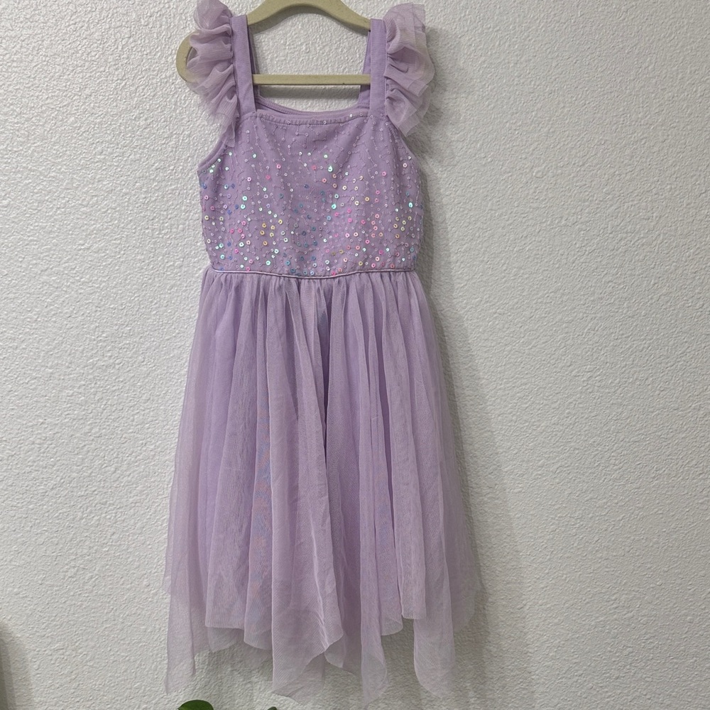Cat and Jack girls dress purple with sequins and tulle bottom